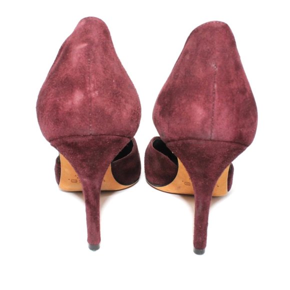 Vince Womens Sz 9.5M Celeste Dorsay Burgundy Red Brown Suede Pointed Toe Heels - Picture 5 of 10